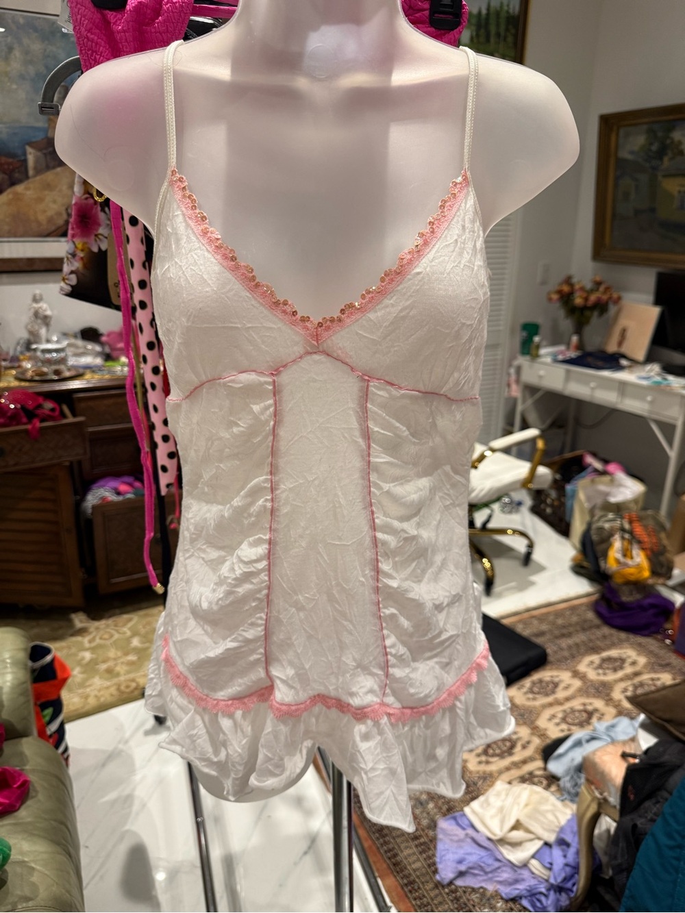 One Step Ahead White Slip with Pink Trim